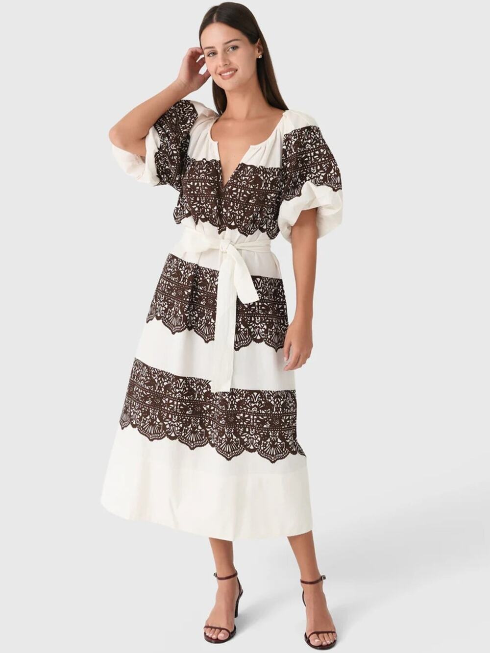 THE GREAT. Fairground Short-Sleeve Midi Dress
